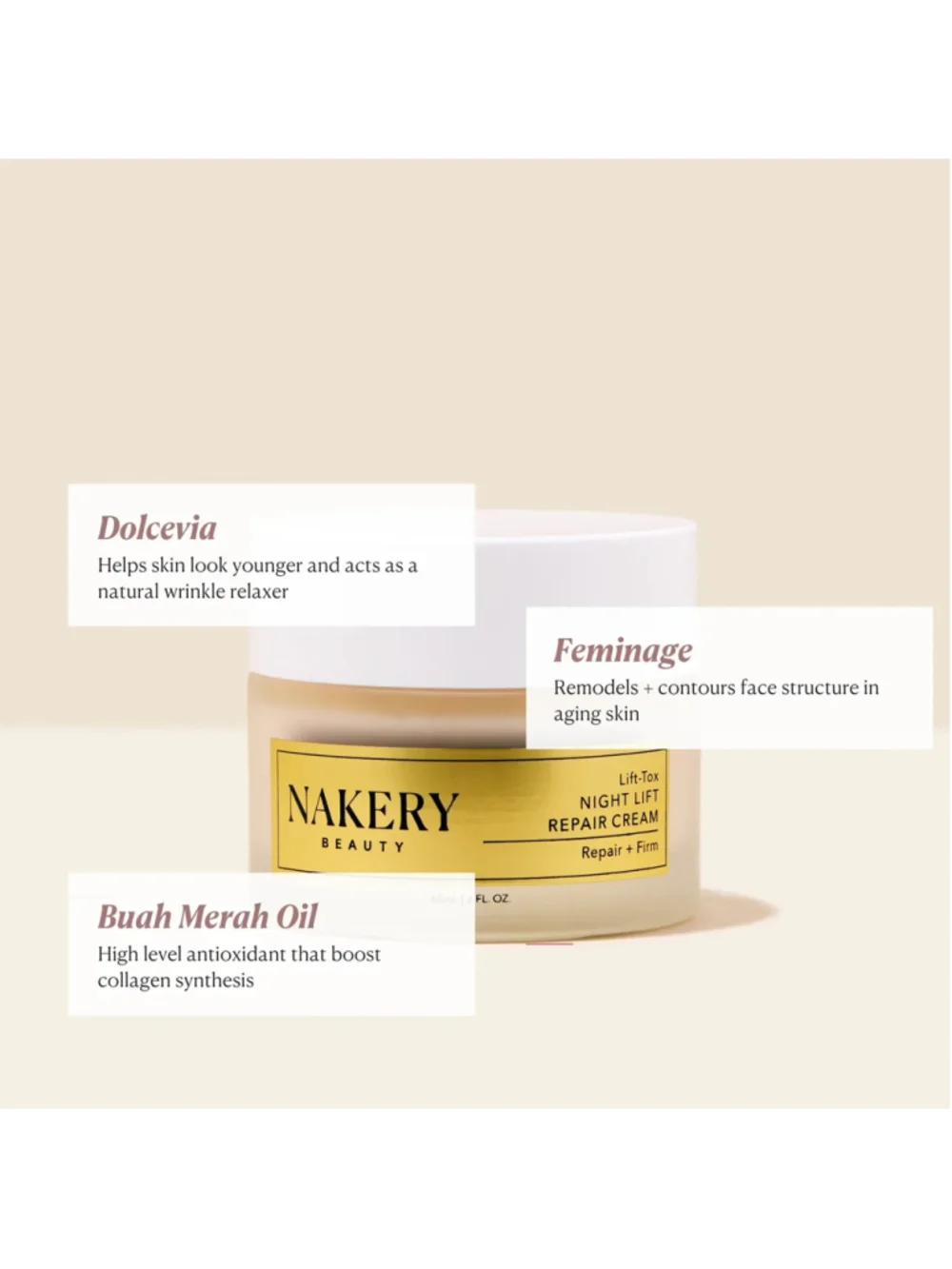 NAKERY Lift-TOX Night Lift Repair Cream 60ml Brand New NIB